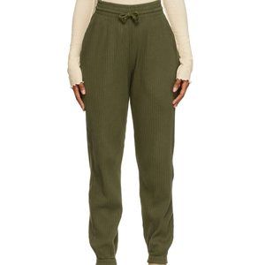 BASERANGE Olive Organic + Rib knit organic cotton lounge pants